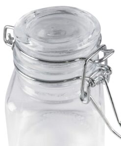 3 1/4" Square Glass 3oz Jar with Hinge Glass Lid for Home Kitchen, Arts & Crafts Projects, Decoration, Snack Foods and Sauces (4 Pack) by Super Z Outlet 18 71HUBGViYmL