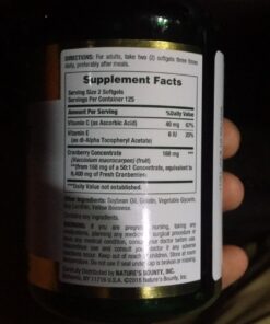 Nature's Bounty Cranberry 4200mg With Vitamin C, Urinary Health & Immune Support, Cranberry Concentrate, 250 Rapid Release Softgels 250 Count (Pack of 1) 35 71HVDbe1VJL