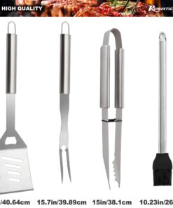Alternative view of ROMANTICIST 23pc Must-Have BBQ Grill Accessories Set with Thermometer in Case - Stainless Steel Barbecue Tool Set with 2 Grill Mats for Backyard Outdoor Camping - Best Grill Gift for on Birthday 23PCS SILVER