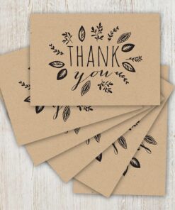 Kraft Leaves Thank You Note Card Pack/Set Of 36 Leaf Wreath Greeting Cards With Blank Inside And Kraft Envelopes Kraft Leaves 15 71HX9HClGdL