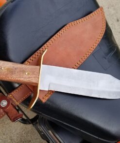 SZCO Supplies 15” Classic Wood Handle Carbon Steel Bowie Blade Outdoor Survival Knife,Brown/Brass 59 71HXMGiaRbL