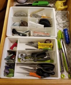 Uncluttered Designs Adjustable Drawer Dividers — Customizable Organization for Utility & Junk Drawers — Storage Solution for Kitchen and Office (White, 3 Pack) White 3pack 40 71HXkRgmAWL