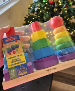 Melissa & Doug Geometric Stacker - Wooden Educational Toy - Shape Sorter And Stacking Toy, Stacking Tower Toy For Babies, Toddlers And Kids Ages 2+, Multicolor, Playsets 34 71HaeIzzjSL