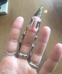 PiercingJ Men's Knuckle Joint Full Finger Double Ring Punk Rock Gothic Hinged Activity Rings Halloween Cosplay Costume Accessories Jewelry Armor#07 37 71HbInecpHL