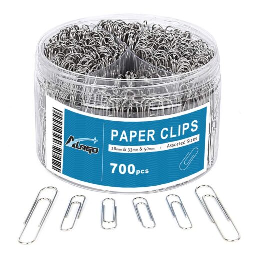 Paper Clips, 700 pcs Paper Clips Assorted Sizes, Large, Medium, Small #1 Metal Paperclips, 2 Inch Jumbo/Mini Silver Paper Clip for Paperwork, Home, School and Office Supplies 700 Paper Clips