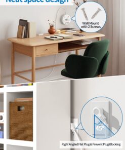 White Extension Cord 15 Feet, NTONPOWER Flat Plug Long Extension Cord, Circuit Breaker, 4 Outlet Nightstand Charging Station, Compact for Home Office Bedside Dorm Essentials 15FT 15 71Hc732O8PL