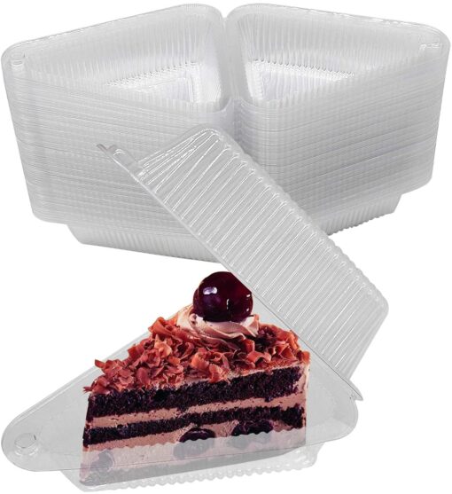 Mr. Miracle Plastic Clear Hinged Cake Slice Container - Versatile Cheesecake Wedge and Pie Slice To-Go Container, Sturdy and Easy to Use, Ensures Secure and Fresh Food Storage [25 count] 25