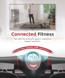 Sunny Health & Fitness 2-in-1 Premium Power Stepper with Resistance Bands, Low-Impact Cardio, Space-Saving, Height-Adjustable, 330 LB Max and SunnyFit® App Enhanced Bluetooth Connectivity Heavy Duty 10 71HcdinHcbL