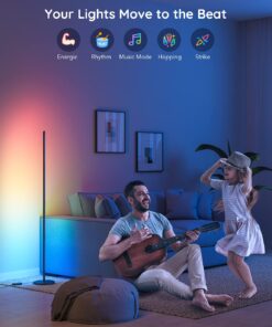 Govee RGBIC Floor Lamp, LED Corner Lamp Works with Alexa, Smart Modern Floor Lamp with Music Sync and 16 Million DIY Colors, Color Changing Standing Lamp for Christmas Bedroom Living Room Black 20 71HcfNA2twL