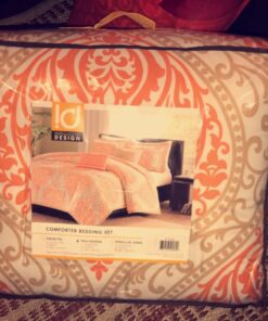Intelligent Design Senna Comforter Set Full/Queen Size - Orange/Taupe, Damask – 5 Piece Bed Sets – All Season Ultra Soft Microfiber Teen Bedding - Great For Guest Room and Girls Bedroom 49 71Hd9H3WepL