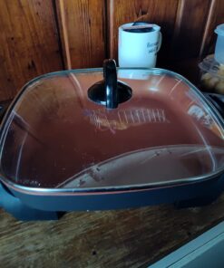 BELLA Electric Skillet and Frying Pan with Glass Lid, Nonstick Coating, Cool Touch Handles, Removable Heating Probe, Dishwasher Safe, 12 x 12 inch, Copper 38 71HdRYsMmpL