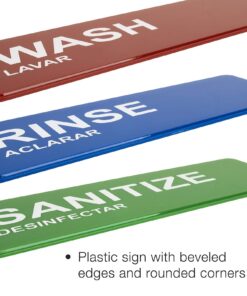 Excello Global Products Wash, Rinse, Sanitize Signs 8.5" x 2.75" (3 Signs) 8.5" x 2.75" 6 71Hdsgf5nML