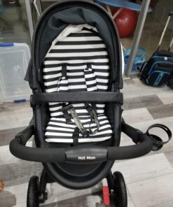 Hot Mom Baby Stroller: Baby Carriage with Adjustable Seat Height Angle and Four-Wheel Shock Absorption,Reversible,High Landscape and Fashional Pram (Black) Black 68 71HfbkBAYzL