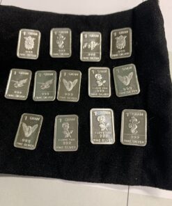 TEN One Gram .999 pure Silver Bars with random designs in a jewelry pouch (Original Version) 29 71HgX1h97L