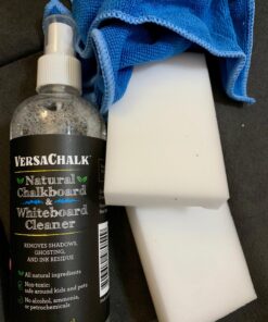 VersaChalk 100% Natural Chalkboard Cleaner Spray and Eraser Kit (250 mL) - Remove Liquid Chalk Marker Ink from Chalk Board Signs, Whiteboard, Dry Erase Marker Board, and Blackboard 1 Count (Pack of 1) 36 71HgrkriquL