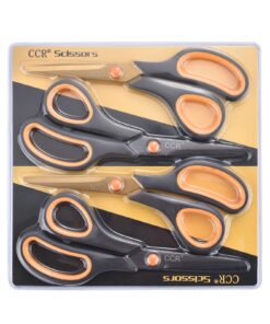 CCR Scissors 8 Inch Soft Comfort-Grip Handles Sharp Titanium Coating Blades, 4-Pack 25 71Hh7DdfpkL