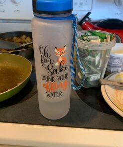 LEADO 32oz 1Liter Motivational Tracking Water Bottle with Times to Drink - for Fox Sake Drink Your Effing Water - Funny Birthday, Christmas Gifts for Women, Best Friend, Mom, Sister, Coworker Blue / White 47 71HhLymDVgL