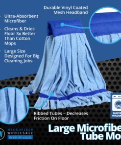 Commercial Mop Head Replacement - Large Microfiber Tube Mop (18 oz.) | Industrial Wet Mops | Washable Refill, Reusable, Heavy Duty, Looped End Mopheads | Hardwood, Tile, Laminate Floors (Blue) Blue Large 1 Pack 10 71Hhepx 8L