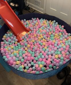 Amazon Basics BPA Free Crush Proof Plastic Pit Balls with Storage Bag, Toddlers Kids 12+ Months, 1000 Count, 1000 Balls, 6 Pastel Colors 46 71HhjKKFNgL