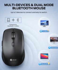 iClever Wireless Bluetooth Mouse, Dual Mode(Bluetooth+USB), Rechargeable Mouse, Multi-Devices Mouse for Small Sized Hands with 4 Adjustable DPI, Silent Clicks for Laptop, iPad, MacBook, Tablet, PC 10 71HiGy9ji1L