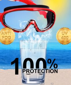 2 Pack Kids Swim Goggles, Swimming Glasses for Children from 3 to 15 Years Old Blue/White & Red/Black 10 71HjAlKxtGL