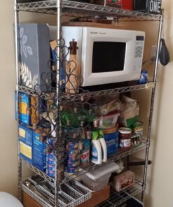 Seville Classics 5-Tier Steel Wire Shelving with Wheels, 30" W x 14" D, Chrome 5-Tier, 30" W x 14" D Silver 47 71HjSmBKWSL