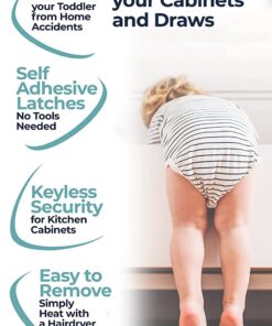 Child Locks for Cabinets and Drawers - 12 Pack - No Drill Baby Proofing Cabinets, Make Baby Safety Easy with Baby Cabinet Locks, These Cabinet Child Locks Secure Drawers, Cupboards, Cabinet in Seconds 12 Count (Pack of 1) 38 71Hka3rmsUL