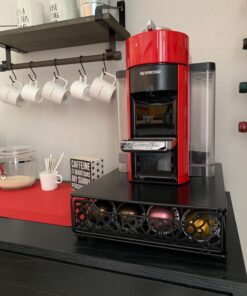 RECAPS Coffee Pod Holder Pod Drawer Storage Pods Holder Coffee Capsules Kitchen Organizer Compatible with Vertuoline Vertuo Stores 40 Capsules Black Color Cast Iron 51 71Hl CGV48L