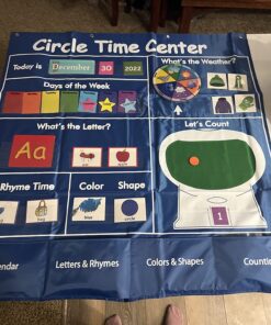 Circle Learning Time Center Pocket Chart Calendar Set, Educational Pocket Chart Learning Shape, Color Classroom Pocket Chart-Number Pocket Chart Wording Rhyme Pictures Pocket Chart 329 Cards 20 71Hl2u1W3BL