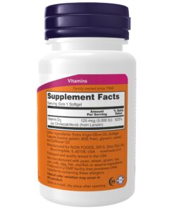Alternative view of NOW Supplements, Vitamin D-3 5,000 IU, High Potency, Structural Support*, 240 Softgels 240 Count (Pack of 1)