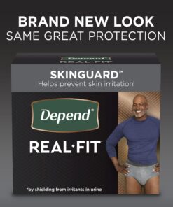 Depend Real Fit Incontinence Underwear for Men, Disposable, Maximum Absorbency, Large/Extra-Large, Grey, 52 Count (2 Packs of 52), Packaging May Vary 10 71HlAmP9ecL