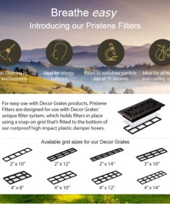 Alternative view of Decor Grates FRP210 Pristene Air Filter Retainer For Decor Grates Registers, 2" By 10", 4 Pack, Black
