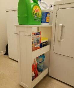 Zenna Home Slim Bath Shelves, Freestanding Moveable Bathroom Storage, White 8 Inch 44 71HnScsDkL