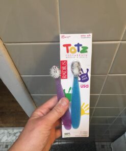 RADIUS Totz Toothbrush Extra Soft Brush BPA Free & ADA Accepted Designed for Delicate Teeth & Gums for Children 18 Months & Up - Blue Coral Yellow - Pack of 3 3 Count (Pack of 1) Blue/Coral/Yellow 30 71Ho5fYufIL