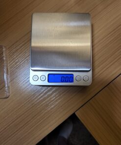 (Upgraded) AMIR Digital Kitchen Scale, 500g Mini Pocket Jewelry Scale, Cooking Food Scale, Back-Lit LCD Display, 2 Trays, 6 Units, Auto Off, Tare, PCS, Stainless Steel (Batteries Included) Silver 40 71HoPuoGVzL