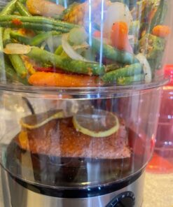 OVENTE 2 Tier Electric Food Steamer for Cooking Vegetables, Stainless Steel Base, Stackable and Dishwasher Safe Baskets, 400W with Auto Shutoff and 60-Minute Timer, 5 Quart Capacity, Silver FS62S 2-Tier 24 71Hp6K5Ib9L