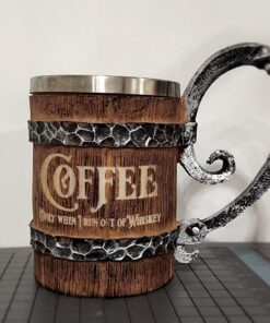 Kndatle Handmade Wooden Barrel Beer Mug, Bucket Shaped Drinkware with Handle, Stainless Steel Double Wall Cocktail Mug for Bar Restaurant, Vintage Bar Accessories (18 oz) 26 71HpBC9rOjL