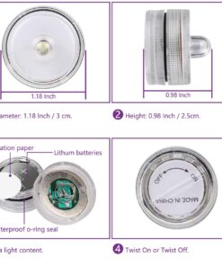 JINHEZO Submersible LED Light, Tea Lights, Pond Underwater Small LED Lights, Battery Operated 125 Hours, for Wedding Home Vase Festival Party Decoration White 24Pcs (Built-in 48 Batteries) 24 Pack 34 71Hq DSmWTL