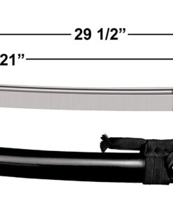 Cold Steel Warrior Series Katana Samurai Sword with Ray Skin Handle, Black Lacquered Wood Scabbard, Black Braid Cord and Brass Menuki, Wakizashi 12 71HqLjYFyDL