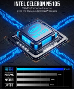 Alternative view of GMKtec Mini PC Windows 11 Pro Intel 11th Gen N5105, 10nm 8GB RAM 128GB SSD M.2 2242 Micro Desktop Computer with Dual HDMI 4K, Dual DDR4, Dual WiFi, Giga, BT4.2& Cooling Fans