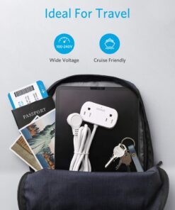 Anker Extension Cord,Mini Power Strip with USB Ports ,2 Outlets and 2 USB-A Ports, Flat Plug, 5 ft Extension Cord, Safety System for Travel, Desk, and Home Office, TUV Listed White-Round Extension Cord 34 71HqfYmuv7L