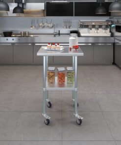 AmGood 24" x 24" Stainless Steel Work Table with Casters | Heavy Duty Metal Utility Table On Wheels | Kitchen Island Cart 24" Long x 24" Deep 16 71HqhTfuTL