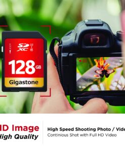 Gigastone SDXC Memory Card 128GB (2 Pack) Premium Series 80MB/s Speed Compatible with Photos, Videos, Music, Camcorder, Camera, PC, U1 UHS-I Class 10 for UHD Video, with 2 Mini Case 2 x 128GB Cards 12 71HrRW2aQ0L