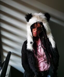 Panda Full Animal Hoodie Hat (Faux Fur) 3 in 1 Function 18 71HrWuQWLWL