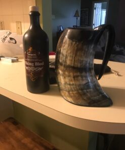 AleHorn Original Handcrafted Authentic Viking Drinking Horn Tankard for Beer Mead Ale - Genuine Medieval Inspired Stein Mug Food Safe Vessel with Handle (XXL - 30oz, Durable Resin Base) XXL - 30oz 39 71Hrr6FnLUL