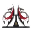 Wuu Jau H-548 Dual Fantasy Dragon Dagger Display with Wooden Stand, 11" 17 71Hs500M2EL
