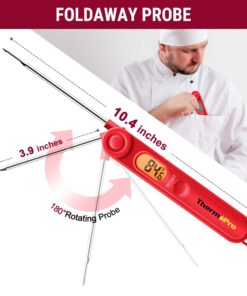 ThermoPro TP03 Digital Meat Thermometer for Cooking Kitchen Food Candy Instant Read LCD Thermometer with Backlight and Magnet for Oil Deep Fry BBQ Grill Smoker Thermometer Bright Red 27 71Hu7 pRSL