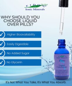 Eidon Ionic Minerals Liquid Zinc Concentrate - Ionic Zinc Supplement Drops for Adults and Kids, Support Immune System, Hair and Skin, Liver and Kidney Health, Relieves Stress - 2 oz 2 Fl Oz (Pack of 1) 8 71HuQiCrCBL