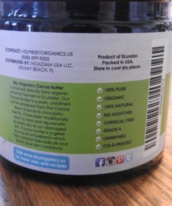 Sky Organics Cocoa Butter for Body, 100% Raw & Unrefined Ultra-Moisturizing Butter to Deeply Hydrate & Condition Skin, Promotes Smooth Skin Tone & Texture, Suitable for Tight or Extra Dry Skin, 16 Oz. 51 71Hufl653wL 1
