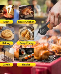 Waterproof Instant Read Digital Meat Thermometer for Cooking and Grilling, Food Thermometer with Backlight, Magnet, Calibration, and Foldable Probe, Bottle Cap Opener for Kitchen Gadgets, BBQ, Grill 31 71HugyFtHaL